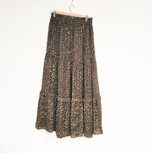 Leopard maxi skirt with gold threading